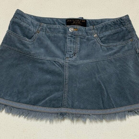 NWT Juicy Couture Corduroy Back Tie Mini Skirt - Loyal (Blue Gray) - Size L - Picture 7 of 7
